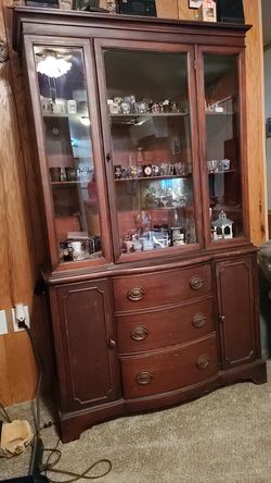 Antique oak curio cabinet...I don't give out my number for Privacy Resons