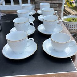 Oscar De La Renta White Porcelain Tea Cups