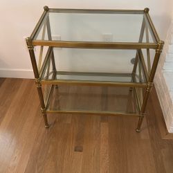 Two Ethan Allen Glass End Tables 
