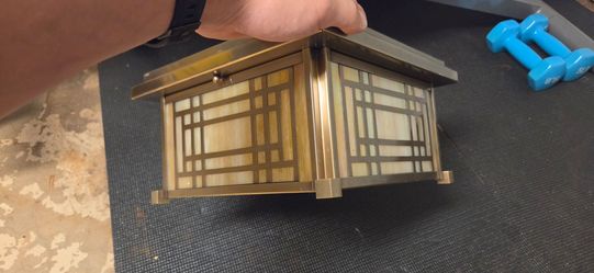 vintage 1990s Fredrick Ramond Mission/Arts & Crafts style flush mount ceiling light fixture