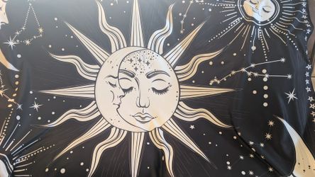 Black Sun and Moon Celestial Tapestry