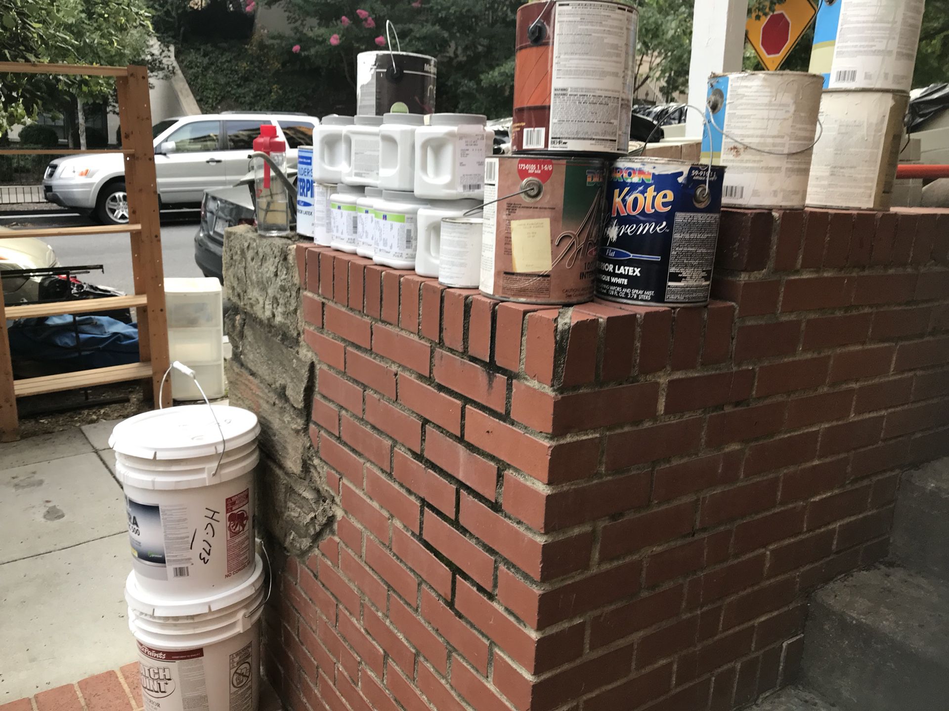 FREE - Paint, Garage shelves, patio chairs, garden tools, more...