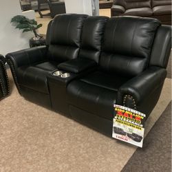 2pcs Leather Living Room Set W/ Power Sofa