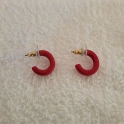 Pierced Earrings - Red Resin Hoops