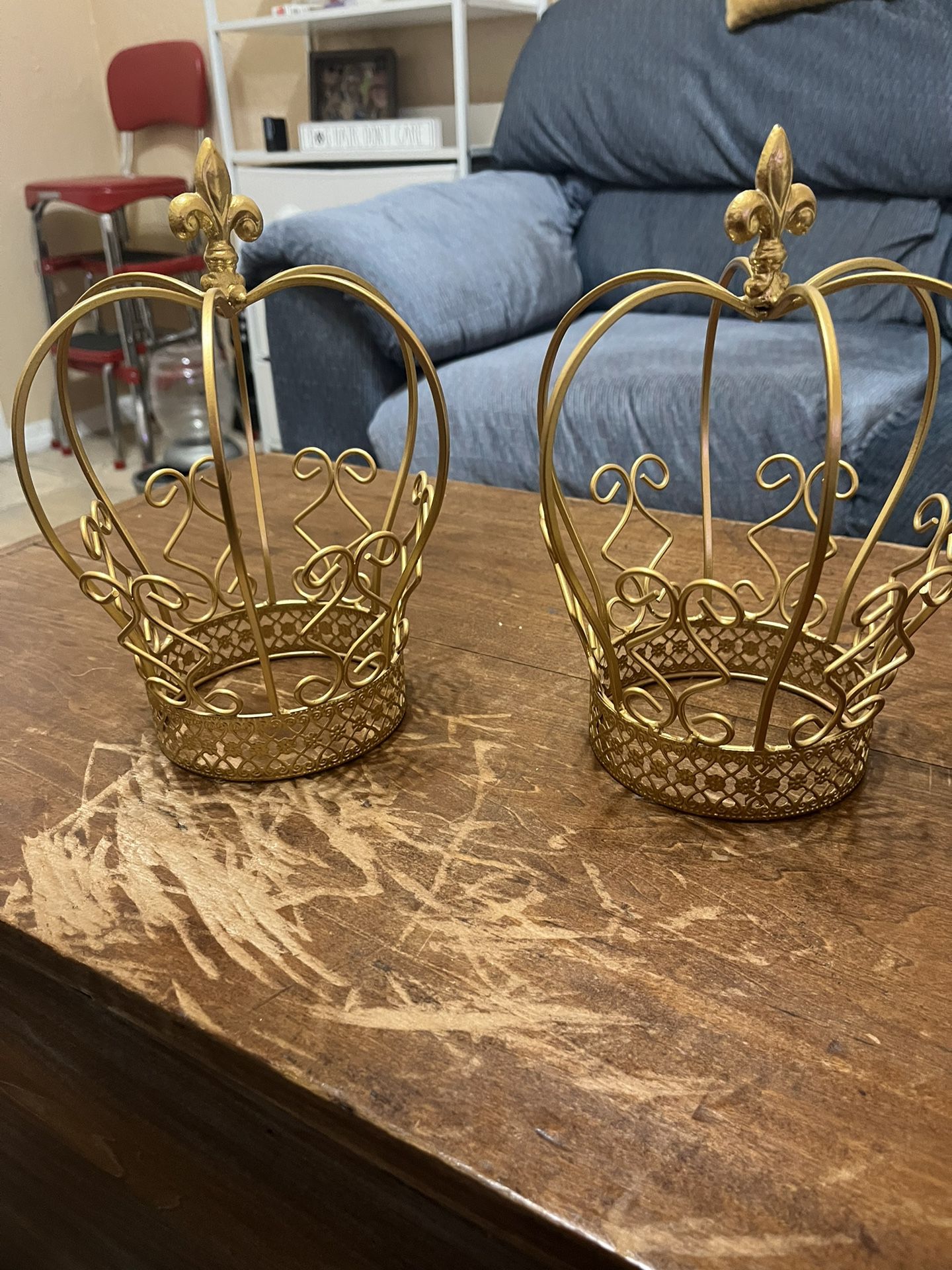 TWO Gold Crown Decor