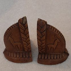 a pair of Carved Molded Antelope Gazelle