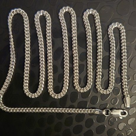 .925 STERLING SILVER SOLID MIAMI CUBAN LINK CHAIN/NECKLACE 4MM 22"