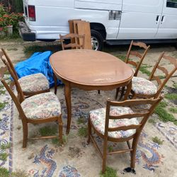 Vintage Dining Room Table And Six Chairs