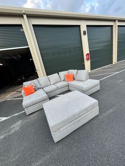 Gray Sectional Sofa w Ottoman/ double chaise
