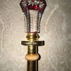 Faberge Ruby Red And Clear Cut crystal bottle stopper 