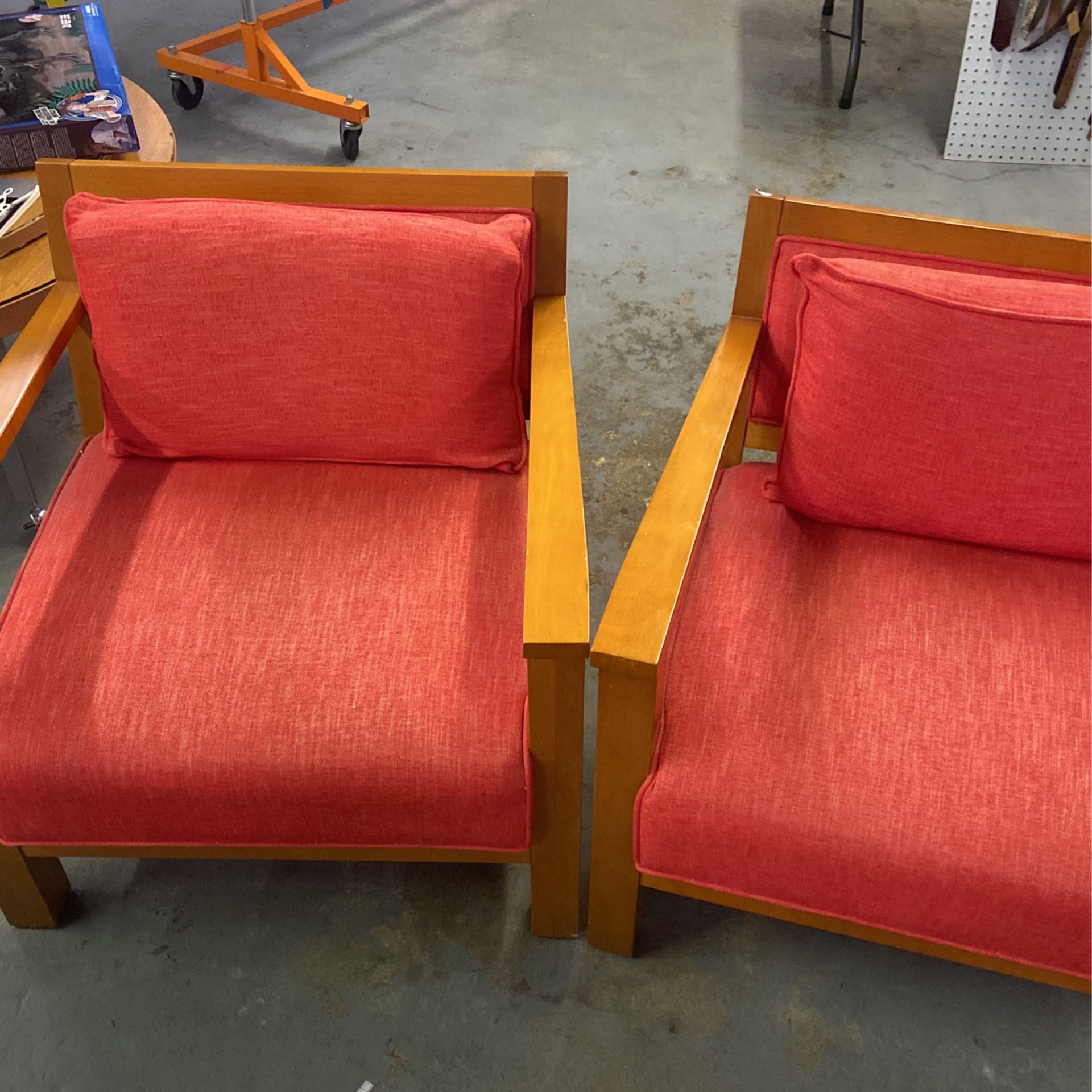 Two Red Lounge Chairs