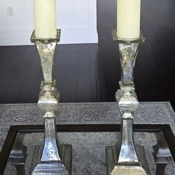 Gorgeous Silver Mercury Glass Candle Holders