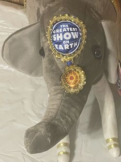 BARNUM & BAILEY Barnum & Bailey "Greatest Show on Earth" 144TH Edition Plush Stuffed Elephant, 18" - 20" approx.
