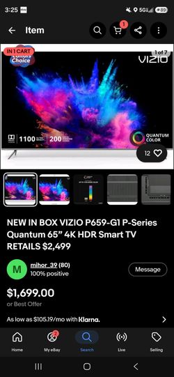 Brand New Sealed In Box 65" VIZIO P659-G1 P-Series Quantum 4K HDR Smart TV