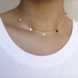 Handmade Gold Star Charm Necklace 