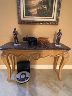 French Provincial Console Table with Marble Top