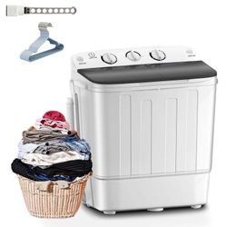 Portable Twin Tub 18lbs Washing Machine with Drying Rack