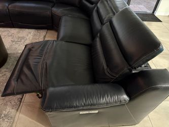 Black Leather 6 Pc Dual Power Reclining Sectional