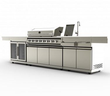 Stainless Steel Outdoor BBQ Kitchen Island Grill w/ Sink + Double Wine Cooler Combo