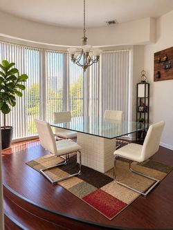 Dining Table Set – Glass Table + 4 Chairs