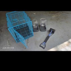 Dog Crate/pooper scooper/automatic feeders