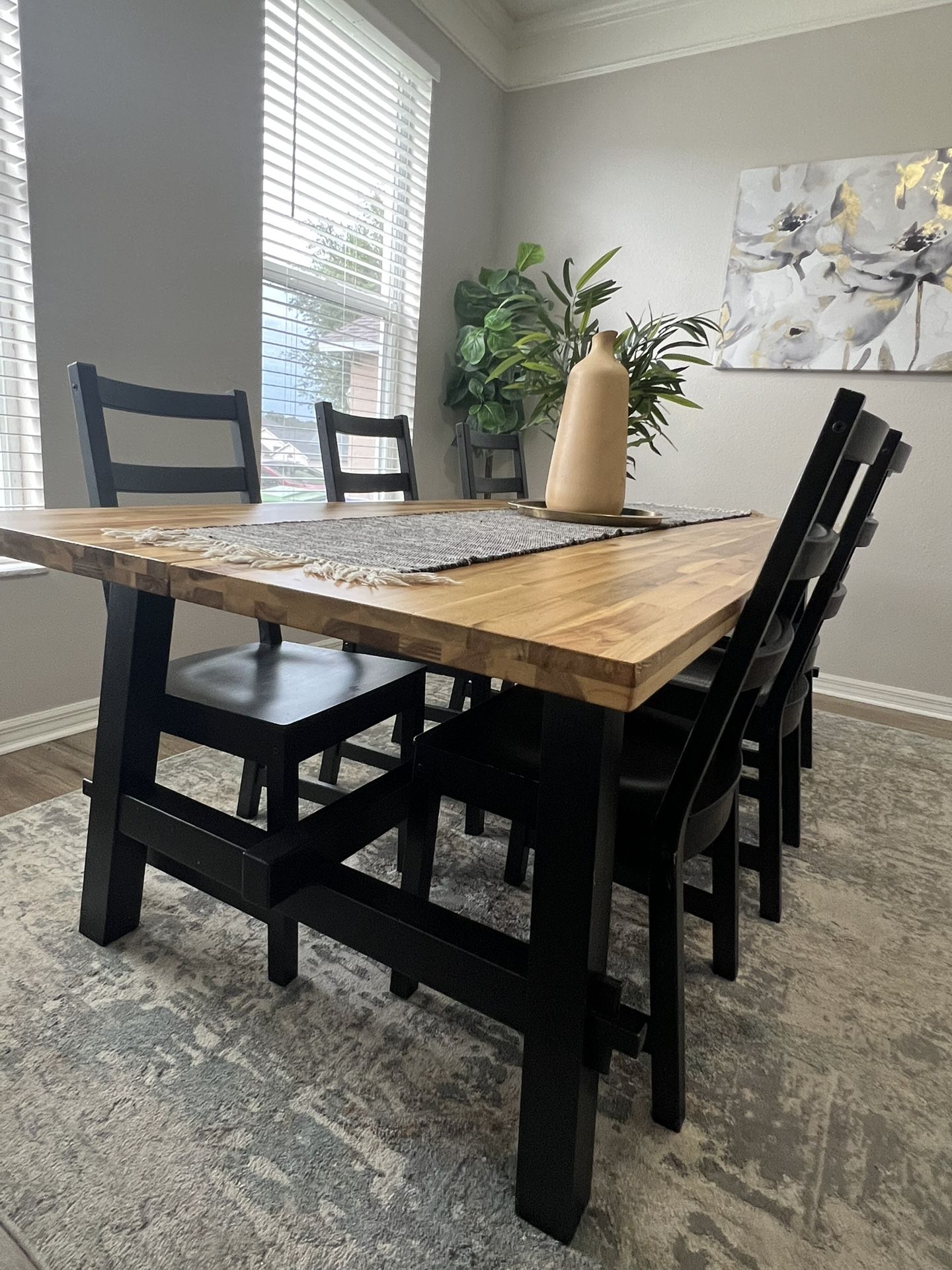 Elegant Wooden 6-Seater Dining Table with Chairs