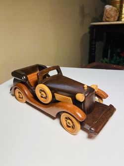 Beautiful 12” Vintage Wooden Handcrafted Car. A Great Addition to Your Collection