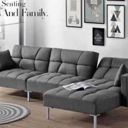 GREY SOFA WITH CHAISE PICK UP TODAY 
