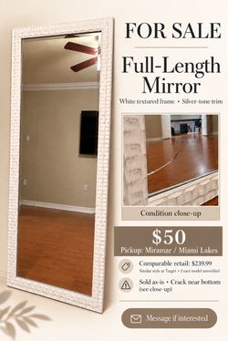 Full-Length Mirror White Textured Frame