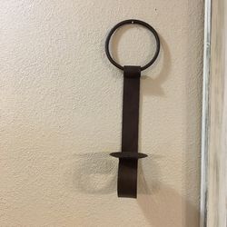 2 Large Rustic Cast Iron Wall Sconce  Candle Holders 20”Lx7”W