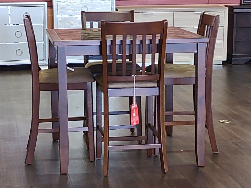 SOLID WOOD AND MARBLE KITCHEN TABLE SET