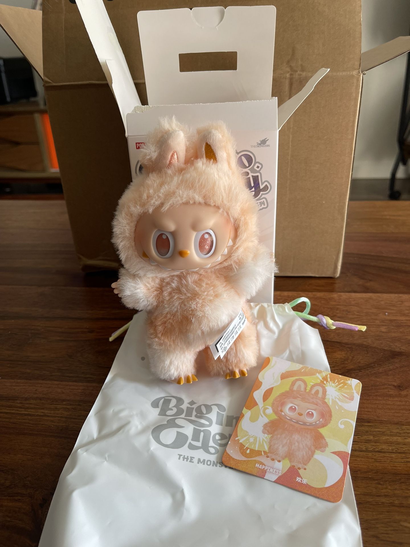 Authentic Big Into Energy Labubu: Happiness (light Orange)