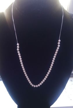 Sterling silver chain genuine pearl necklace nice!!
