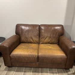 Real Italian Leather- whiskey color Loveseat Set