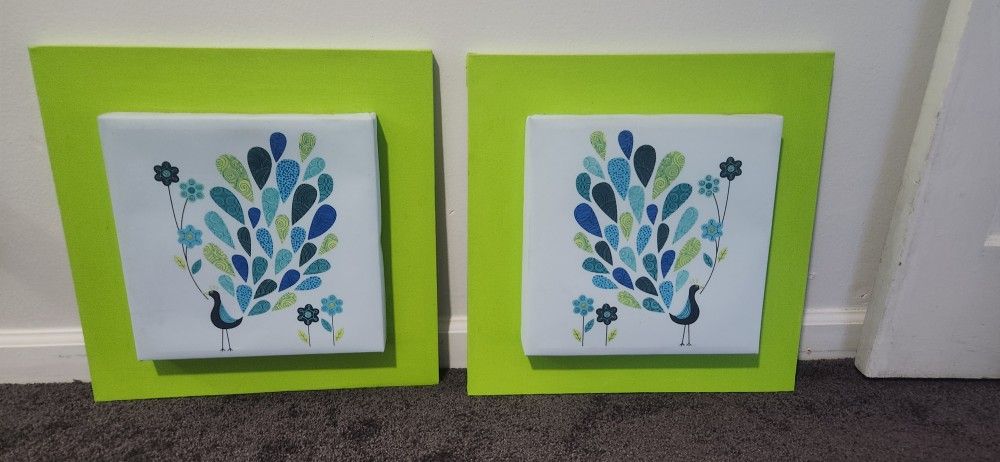 Peacock Nursery Canvas Art