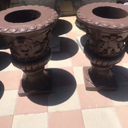 New Flower Pots Made Out Of Cement 29in H  X 22in W 