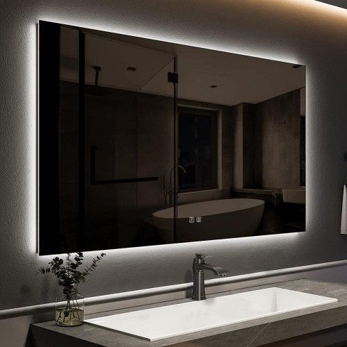 48 in. W x 31.5 in. H Rectangular Frameless Backlit LED w/ Defog Wall Mount Bathroom Mirror