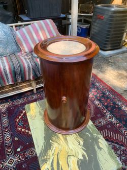 Round Wood Pedestal Cabinet Side Table