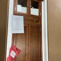 Home Decorators Collection Hampton Harbor 25 in. W x 14 in. D x 53 in. H Brown Freestanding Linen Cabinet