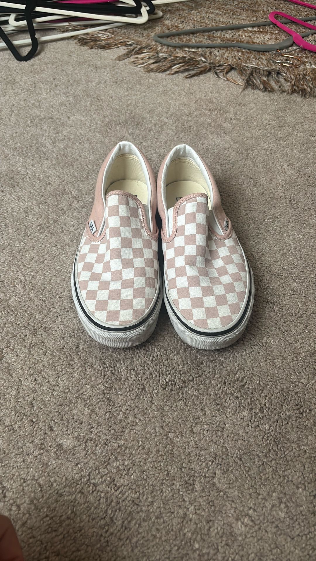 Like New! Vans Classic Slip-On Pink & White Checkered Vans