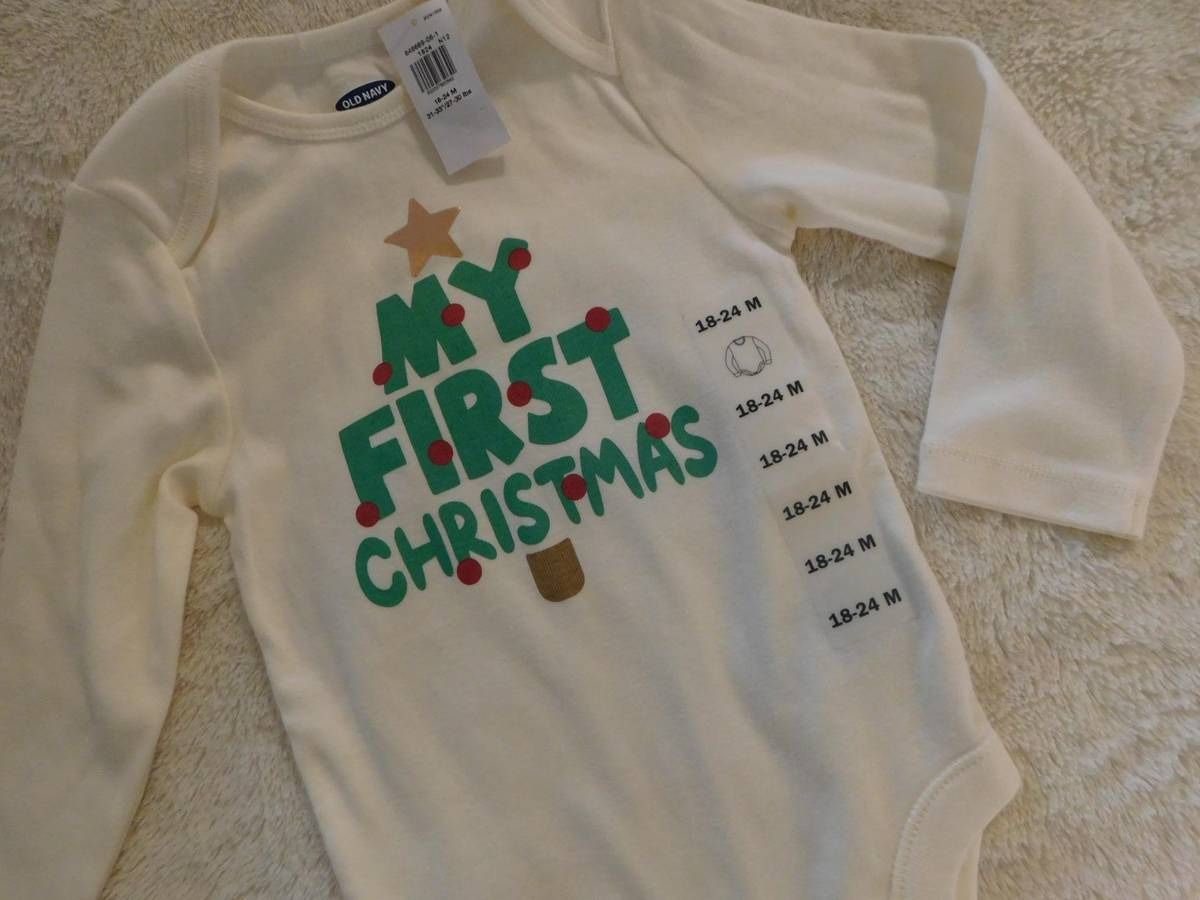 NWT Old Navy Unisex 18-24 Month Boys Girls MY FIRST CHRISTMAS Bodysuit