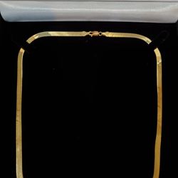 14k Gold Herringbone Flat 20" Necklace