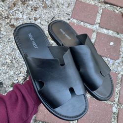 Herms style H Black mens Slippers sandals chancletas para hombre size 9 H 