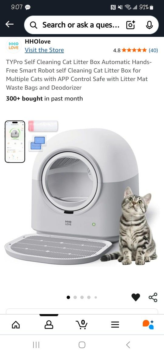 Blue Tooth Self Cleaning Cat Box