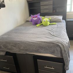 Full size bed frame and back board