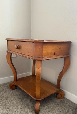 Solid Wood End Table / Accent Table with Drawer & Shelf – $40