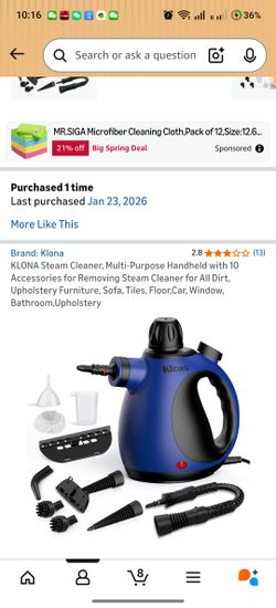 KLONA Steam Cleaner, Multi-Purpose Handheld with 10 Accessories for Removing Steam Cleaner for All Dirt, Upholstery Furniture, Sofa, Tiles, Floor,Car,