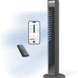 Lasko Xtra Air 48 in. 12-Speed Smart Tower Fan in Gray w/ DC Motor, Works w/ Alexa