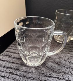Glass mugs pressed glass with handle beer glasses