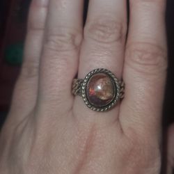 Vintage Mexican Opal Sterling Silver Ring